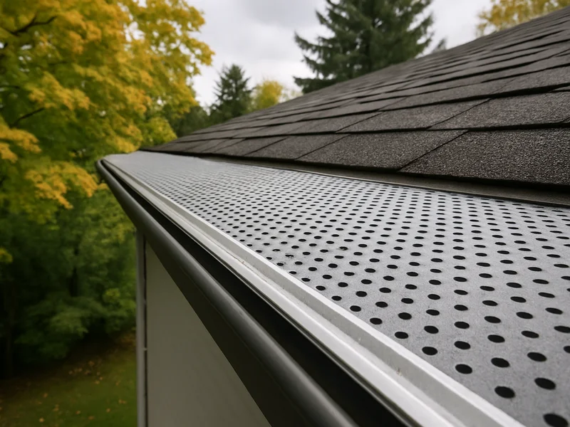 Gutter guard mesh installed under mature trees on a Longview, WA home