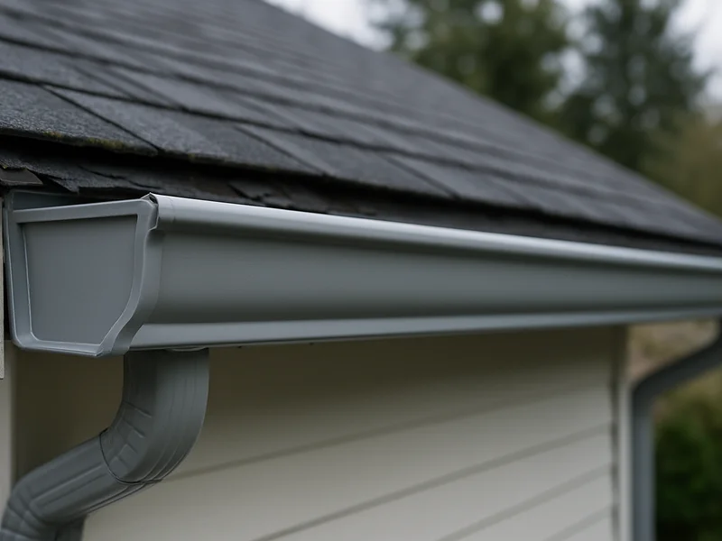 After: repaired gutter re-hung and properly pitched